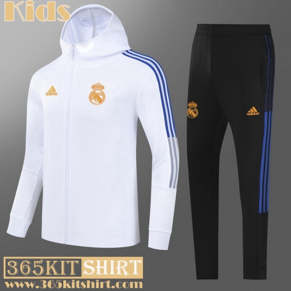 Hooded Jacket Real Madrid White kids 2021 2022 TK238