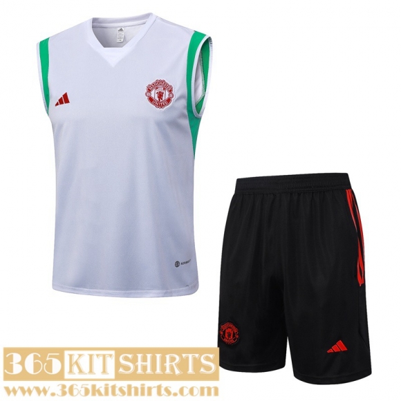 Training Sleeveless Manchester United White Mens 2023 2024 TG890